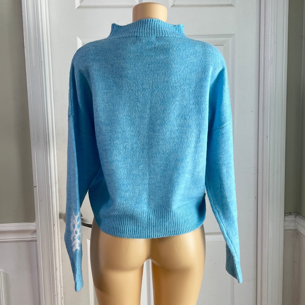 Jessica Simpson Snowflake Sweater XL Women Mock Neck Blue Winter Holiday‎ Cozy